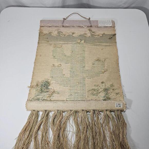 Vintage 1986 ICA Wall Hanging Southwest Woven Jute Textured 3D Cactus Tapestry - Picture 13 of 15